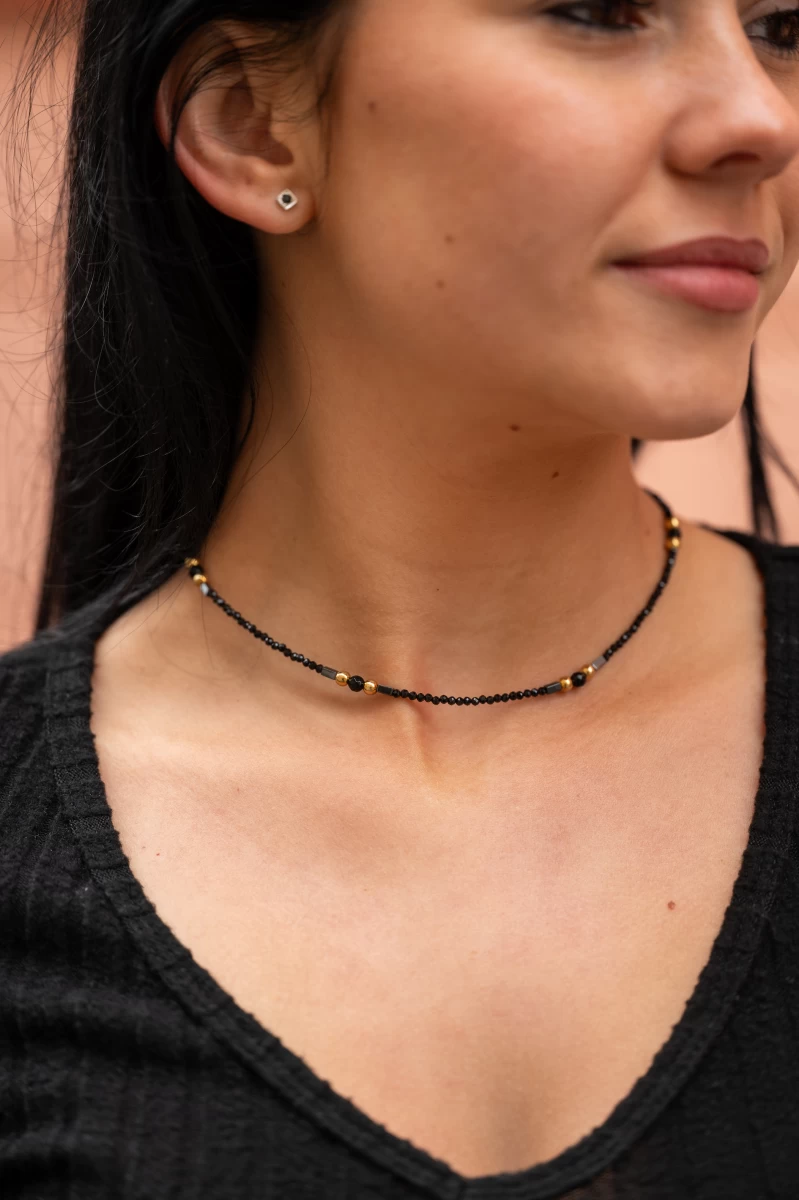 Fekete Ásvány Ezüst 925 Nyaklánc