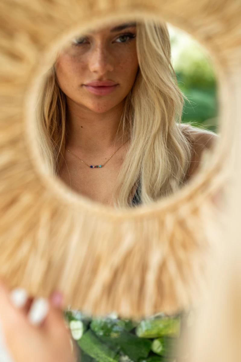 Színes Kristály Vörös Arany 14K Nyaklánc