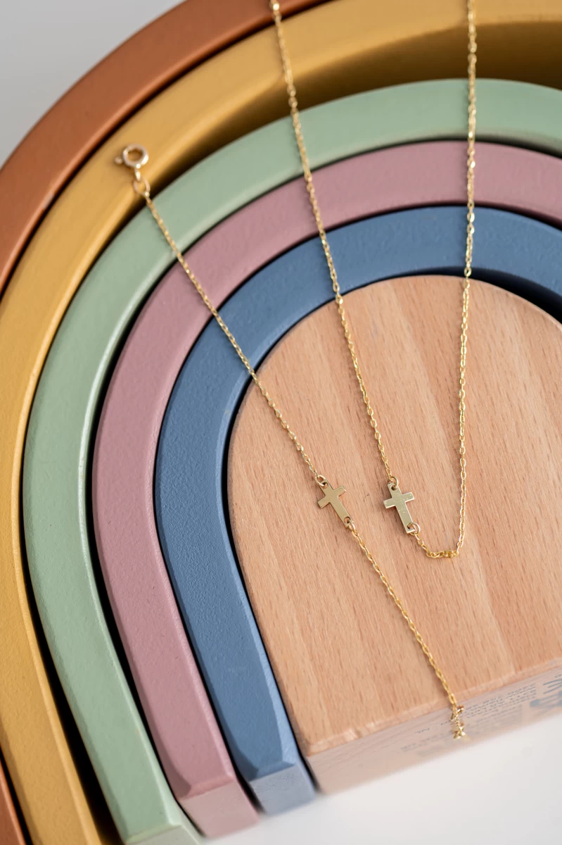 Kereszt Baby Sárga Arany 14K Nyaklánc