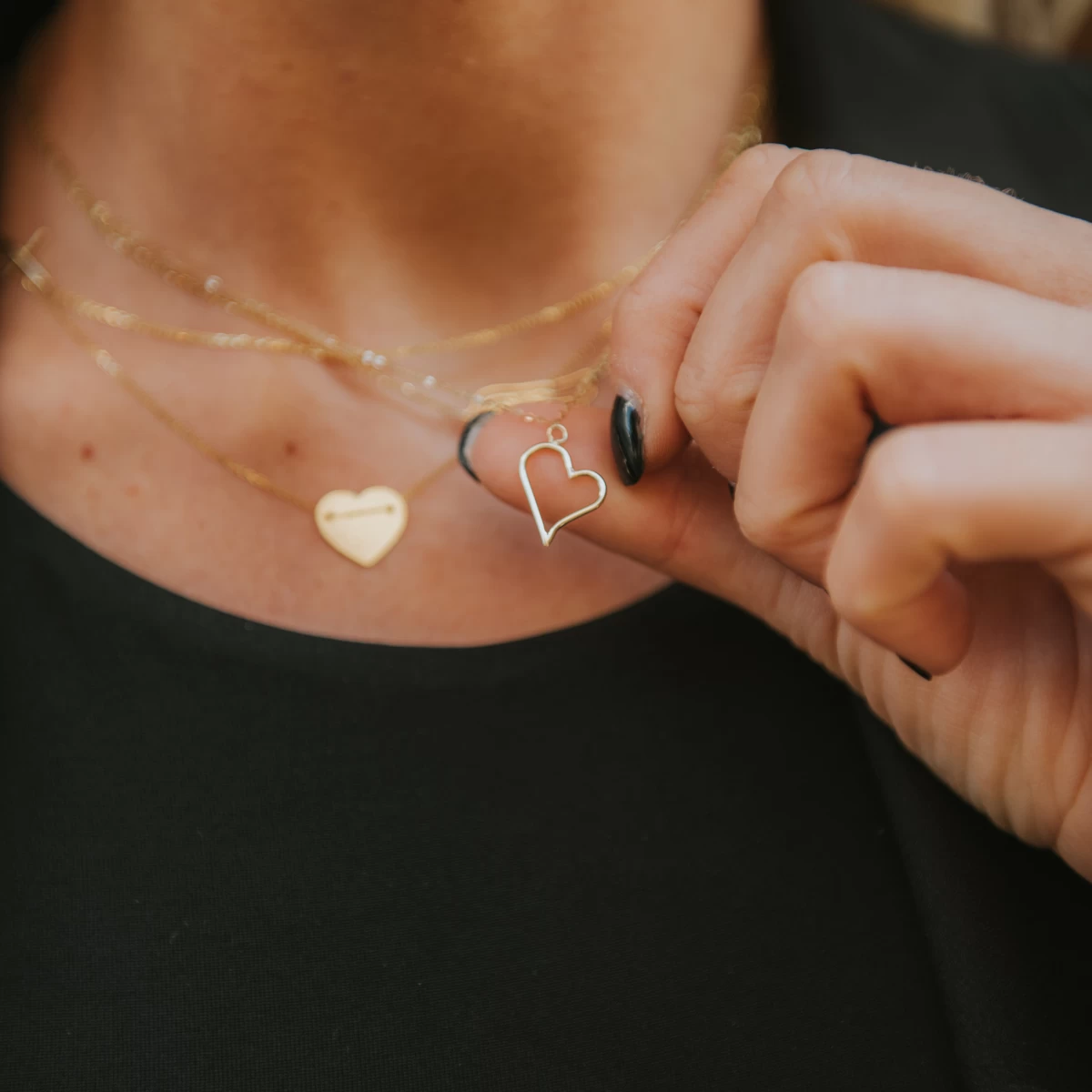 Belle Kontúr Szív Ezüst Nyaklánc