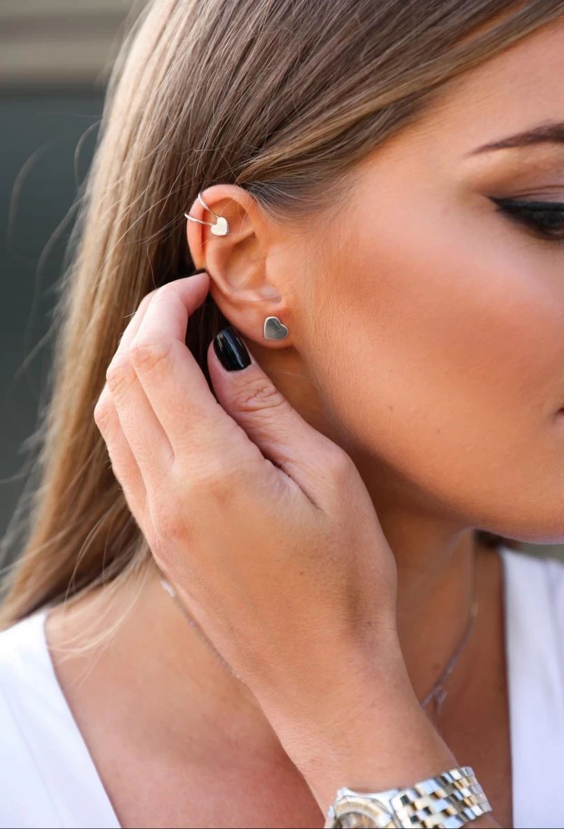 Szív Ezüst Fülgyűrű