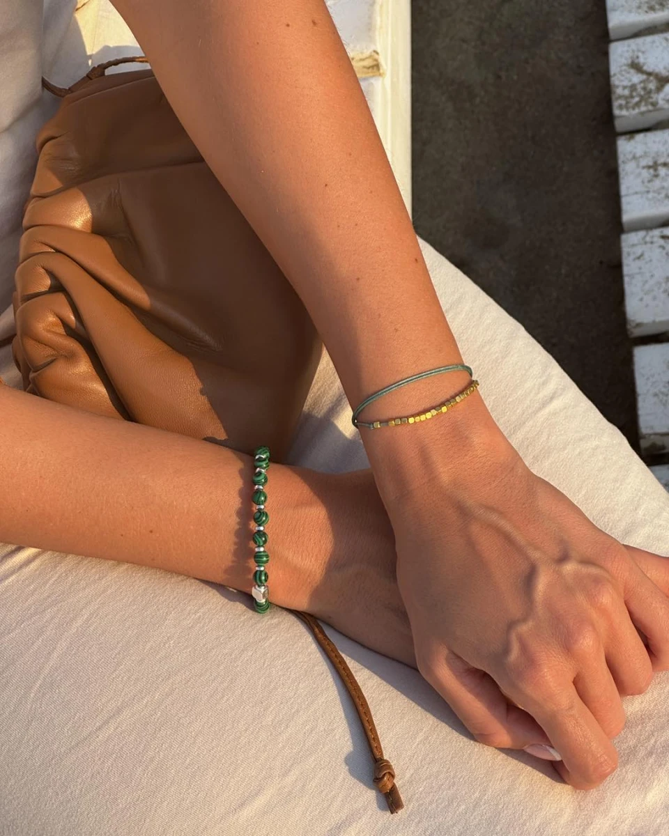 GRAV Green & Gold Hematite Ezüst 925 Karkötő