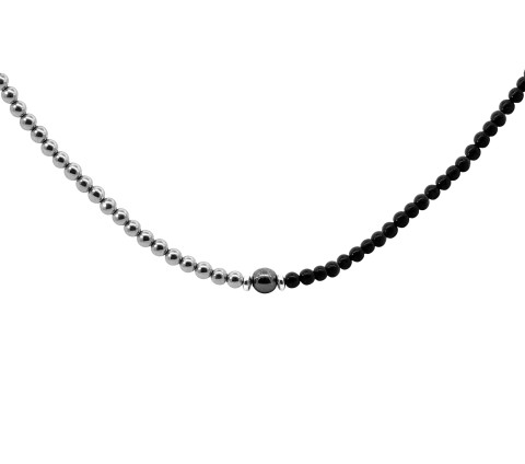GRAV Hematite Black & White Ezüst 925 Ásvány Nyaklánc