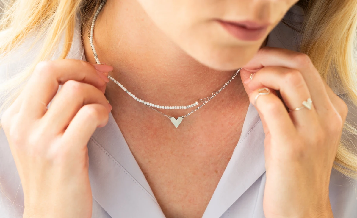 GRAV Saona Heart Howlite Ezüst 925 Nyaklánc