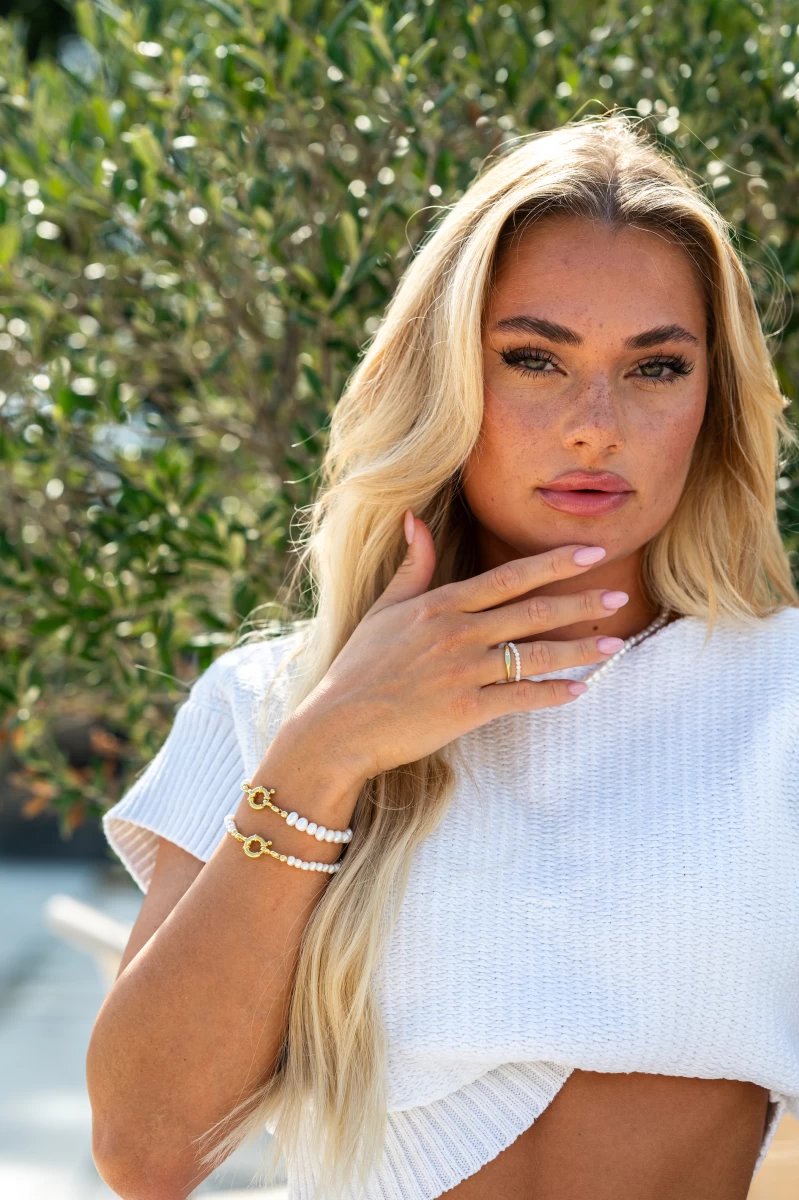 Gyöngy Sárga Aranyozott Ezüst 925 Karkötő