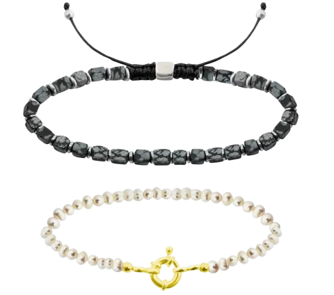 GRAV Pearl And Obsidian Páros Karkötő