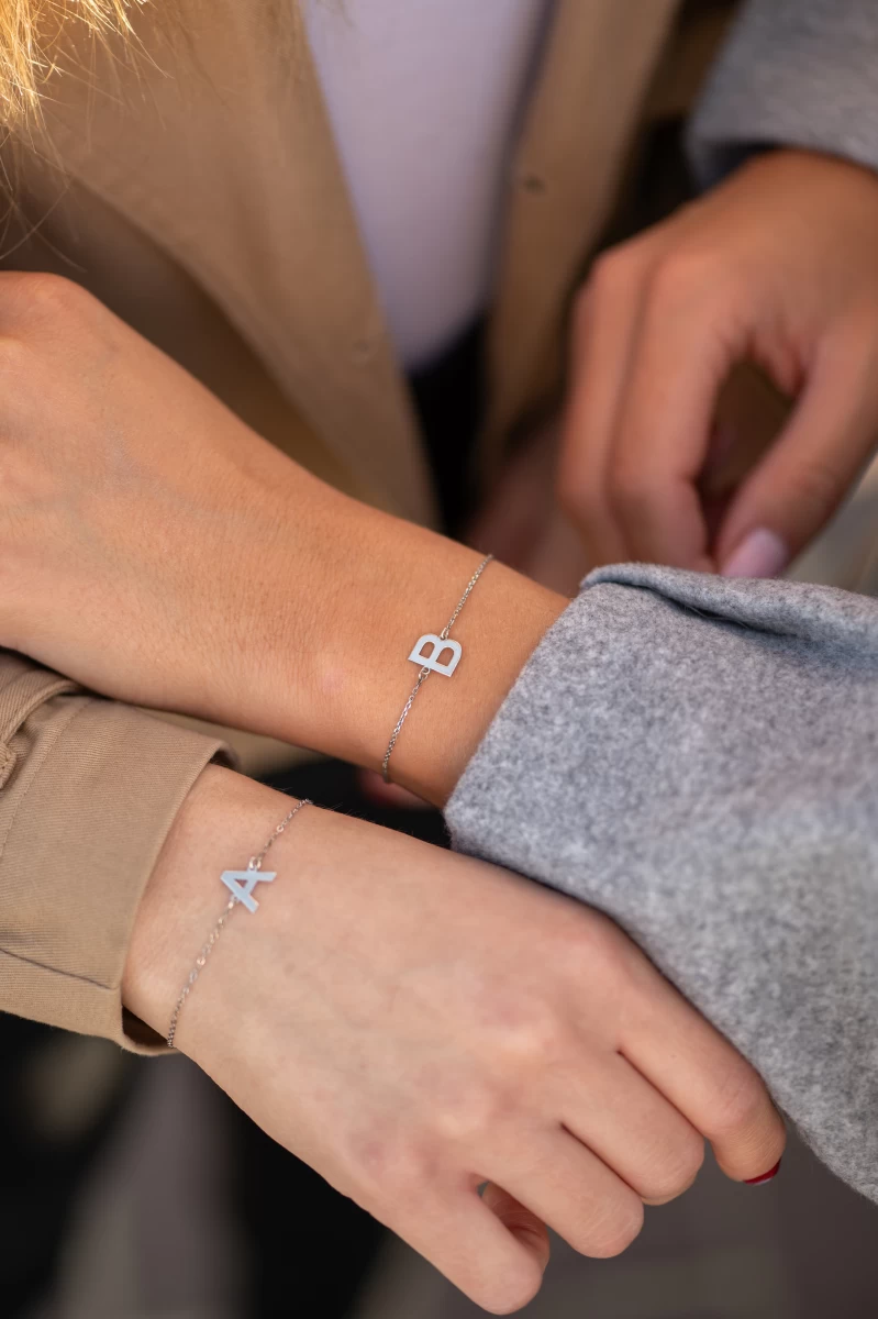 N Betű Ezüst 925 Karkötő